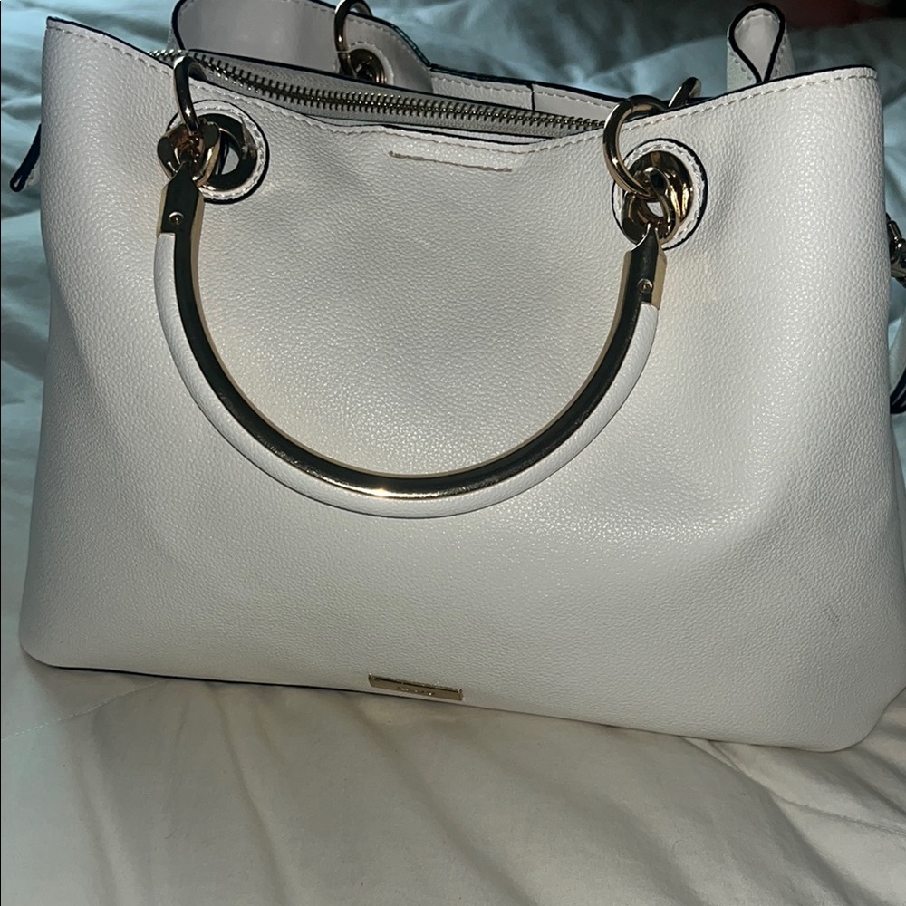 Aldo White and Gold Shoulder Bag with Minimalist Design